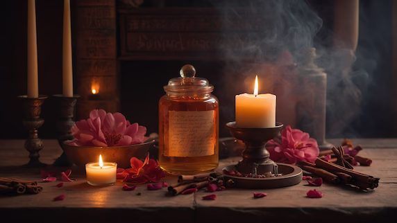 Ritual de endulzamiento con velas y frasco espiritual para mejorar relaciones afectivas y atraer conexión emocional